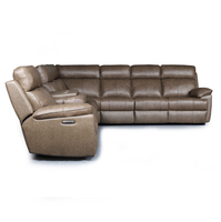 Sofá Seccional en Forma de L de Microfibra Marrón, Reclinable Eléctrico, Diseño Modular, con Consola Central de Almacenamiento para el Hogar
