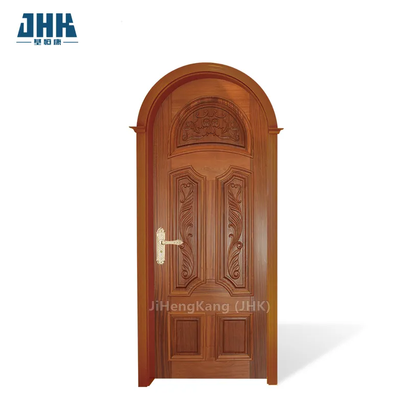 Porta JHK-arco cina in legno massello mogano ultima semplice design porta in legno reale porta in legno verniciato di buona qualità per uso alberghiero