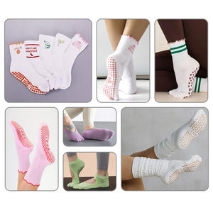 Tùy Chỉnh Màu Trắng Silicone Thể Thao Vớ Chống-Trượt Grip Non-Slip Cotton Crew Quần Short Cho Phụ Nữ Của Yoga Pilates Vớ Thực Hành Cho Mùa Thu - Product Image 6