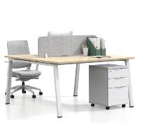 Bureau double modulaire moderne, bureau simple pour le personnel, combinaison chaise et bureau, bureau informatique pour 2 personnes, design face à face, panneau de bureau en bois