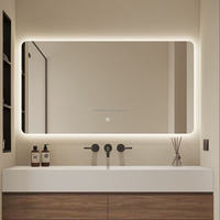 Miroir LED ultra-clair de haute qualité personnalisable, verre gravé à l'acide, design moderne pour salon, maison, salle de bain, cadre en aluminium