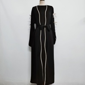 2025 EID Modest Elegant MAXI <strong>Abaya</strong> for Women Dubai Islamic Clothing Nida Wave Bowknot Open Design Long Sleeve Polyester for - Product Image 6