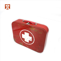 Boîte à médicaments en fer blanc recyclable avec poignée, verrou de sécurité enfant, conteneur de rangement métallique