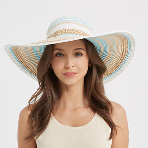 Lightweight Floppy Women Beach <strong>Baby</strong> Blue Sombrero De Sol Stripe Garden Hat Straw Beach Vacation Travel <strong>Sunhat</strong> - Product Image 4