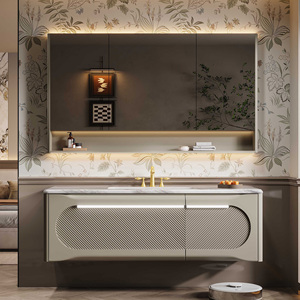 Meuble-lavabo de salle de bain de style chinois, 36 à 92 pouces, avec <span class=keywords><strong>vasque</strong></span>, mural, en bois massif, miroir intelligent et rangement intégré - Product Image 1