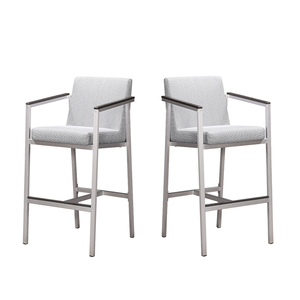 Tapa de vidrio templado moderno de aluminio cepillado 4 plazas muebles sillas de mesa de <span class=keywords><strong>bar</strong></span> al aire libre - Product Image 5