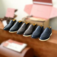 Mocassins originaux pour hommes en cuir véritable style Old Money, mi-hauts, à enfiler, semelle blanche