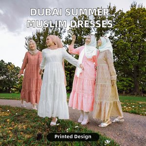 Vestidos Musulmanes Tradicionales de Verano para Mujer, Estilo Dubái, Poliéster Transpirable, Ligero, de Secado Rápido, Abaya Jalabiya Indonesia OKA - Product Image 2