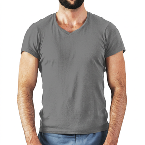T-shirt de sport pour homme à col en V, extensible, en coton et élasthanne, pour les entraînements ou les exercices - Product Image 1