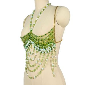Cadena corporal de cuentas con gemas para mujer, estilo sexy, accesorio de <span class=keywords><strong>moda</strong></span> que realza la figura, top tubo calado, 2005 - Product Image 2