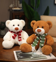 Adorable Ours en Peluche Marron de Noël pour Enfants et Adolescents, Grande Écharpe Douce, Poupée en Peluche pour Décoration Intérieure