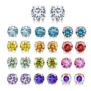 ต่างหูเพชรโมอิสซาไนต์สี 0.5-1 กะรัต ชุบทอง 18k เงินแท้ 925 ได้รับการรับรองจาก GRA เครื่องประดับงานแต่งงานสำหรับผู้หญิงและผู้ชาย - Product Image 1