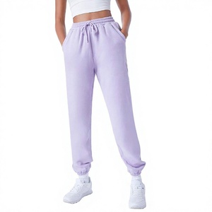 Pantalones deportivos informales para mujer, con cintura elástica y puños, mezcla de algodón, con cordón ajustable y bolsillos laterales para el día a día - Product Image 3