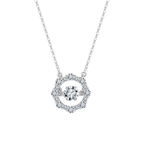 Collana con Ciondolo Quadrifoglio Rinntin SMON19 in Argento Sterling 925 con Moissanite Colore D VVS, Collana Leggera