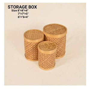 Boîte de rangement décorative en bambou avec couvercle, organisateur spacieux pour vêtements, accessoires, jouets, collations, fournitures de cuisine, salle de bain - Product Image 4
