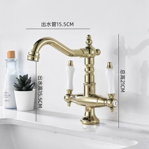 Robinet vintage français Robinet européen à double poignée en or pour salle de bain - Product Image 5