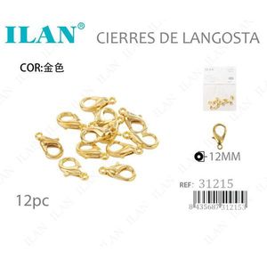 Chiusure a Moschettone Ilan 12mm Oro 12 Pezzi Componenti per Gioielli - Product Image 3