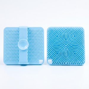 Square Hollow Silicone Pet Grooming <b>Brush</b> Soft Dense <b>Bristles</b> Anti Slip Handle Bath Deshedding Massage <b>Brush</b> With Suction Cup - Product Image 1