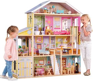 Nuevo Diseño Educativo de Madera con 34 Accesorios, Elevador y <span class=keywords><strong>Garaje</strong></span> Hechos a Mano, Regalo para <span class=keywords><strong>Niñas</strong></span> de 3+ Años - Product Image 1