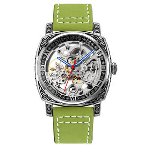 Reloj mecánico automático SKMEI 9271 para hombre, banda de cuero resistente al agua, esfera analógica, ventana, reloj deportivo hueco resistente al agua - Product Image 4