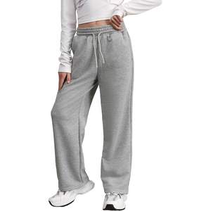 Pantalon de survêtement large pour fille, taille haute, coupe ample, décontracté, 100 % coton molletonné respirant avec poches - Product Image 1