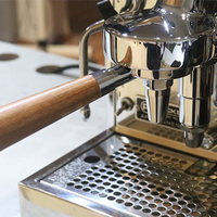 Porte-filtre à café sans fond de 58 mm en acier inoxydable avec poignée en bois