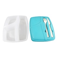 Boîte à nourriture en plastique réutilisable Boîte à bento en plastique avec ceinture et couverts