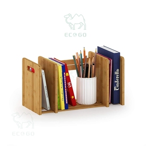 Estante de libros de bambú de alta resistencia Soporte de libros de bambú natural Estantería de escritorio extensible ajustable en altura - Product Image 1