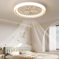 Ventilateur de plafond décoratif LED avec télécommande et moteur 87W, 48cm (19 pouces), pour chambre à coucher