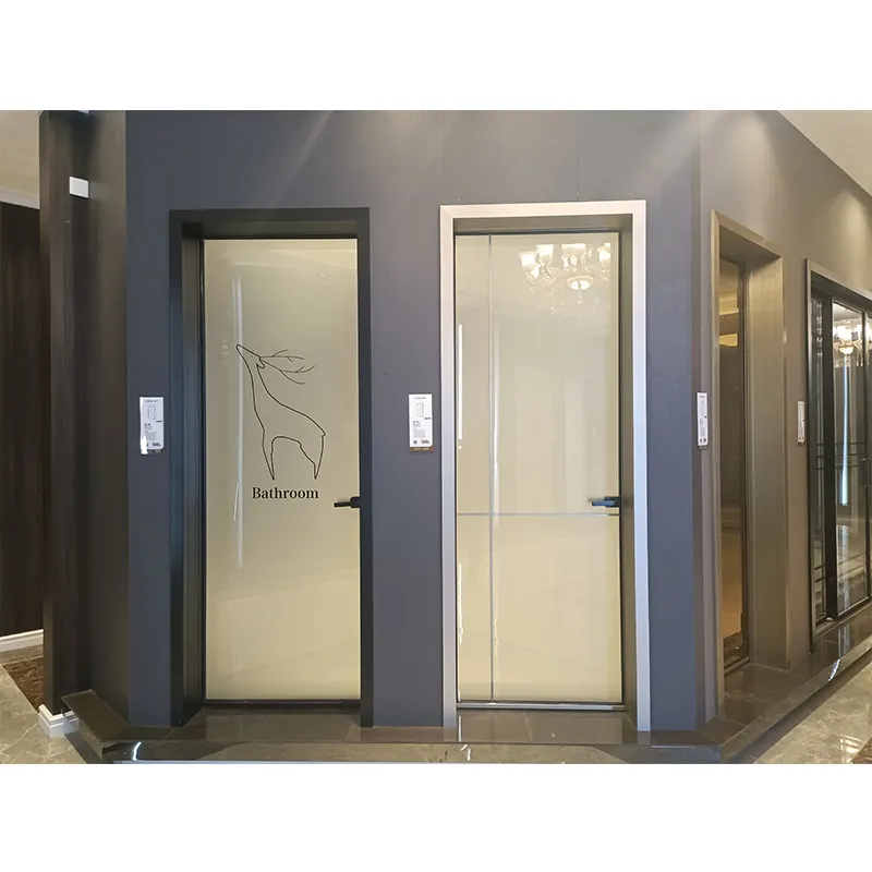 yingkang cheap price interior door aluminum single bathroom door with lock swing glass internal toilet doors
