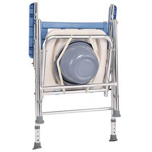Aluminum Alloy Commode <b>Chair</b> Foldable Portable Toilet Seat For Elderly Disabled Shower Use <b>Silver</b> Gray - Product Image 3