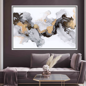 Toile élégante à imprimé marbre gris : Décoration murale moderne, TOILE ENCADRÉE BLANCHE - Product Image 2