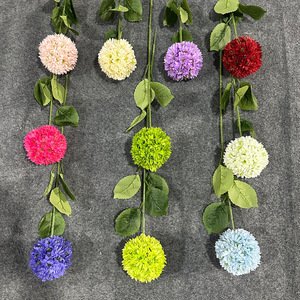 Fleurs artificielles en soie à tête unique, effet pompon, toucher naturel, pour décoration de mariage et de maison - Product Image 2