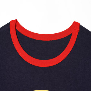 2026 Neues Damen Slim Straight Kurzarm-T-Shirt mit Rundhalsausschnitt, Lässiges Farbblock-Oberteil mit Buchstaben-Print, Grenzüberschreitender Großhandel - Product Image 3