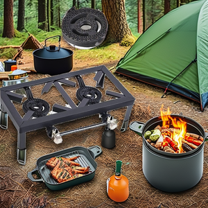 Fornello da Campeggio a Gas Commerciale in Acciaio al Carbonio e Ghisa, Bruciatore Portatile per Esterni con Design Smontabile per Cucina all'Aperto - Product Image 2