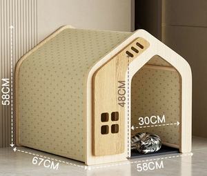 Tüm mevsim rahat katı ahşap kedi/köpek kulübesi yuva tarzı <span class=keywords><strong>Pet</strong></span> ev düğmesi kapatma Modern/antika mobilya için küçük evcil - Product Image 3