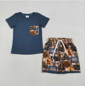 Conjuntos de Ropa para Bebés Hermanos, Camisetas de Manga Corta con Bolsillos y Pantalones Cortos - Product Image 4