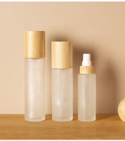 Prix de gros – Flacon pulvérisateur vide en verre dépoli transparent avec couvercle en bambou – 30 ml, 50 ml, 60 ml, 100 ml, 120 ml