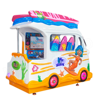 Manège familial MSKY Surf Van Kiddie Rides 4 places, bus balançoire, divertissement, jeux vidéo, intérieur, à monnayeur, fibre de verre, anglais, CE, 1 an de garantie