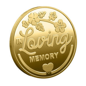 Moneda Conmemorativa <span class=keywords><strong>de</strong></span> Recuerdo en Memoria <span class=keywords><strong>de</strong></span> un Ser Querido, Artesanía en Metal, Chapada en Oro, Grabada por Ambos Lados con un Patrón Floral <span class=keywords><strong>de</strong></span> Corazón - Product Image 2