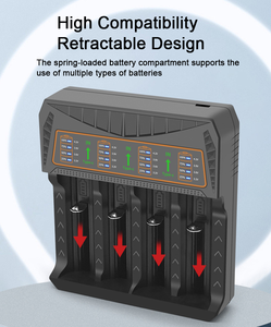 <span class=keywords><strong>Chargeur</strong></span> de <span class=keywords><strong>batterie</strong></span> universel intelligent à écran LCD et arrêt automatique, 4 emplacements, pour batteries au lithium 3.7V 18650 26650 21700 10440 - Product Image 3