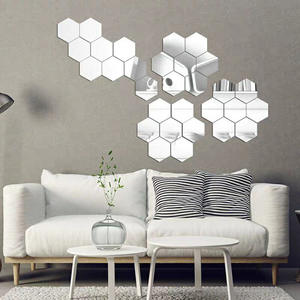 Stickers muraux feuille décor Non-verre vinyle carré acrylique voiture Anti-buée hexagone Pvc fleur 3d fond <span class=keywords><strong>miroir</strong></span> autocollant - Product Image 4