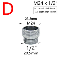 Coupleur de robinet d'eau en laiton argenté 1/2 à M16 M18 M20 M22 M24 M28 raccords de connecteur de filetage pour barboteur cuisine et salle de bain