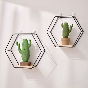 Punch-free Wall <b>Decoration</b> Shelf <b>Home</b> <b>Decoration</b> Iron Flower Stand Wooden Storage Rack Suitable for Bedroom Living Room Shelf - Product Image 4