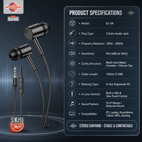 Écouteurs intra-auriculaires stéréo WISDOMUP EJ-54 3,5 mm, audio de précision et confort ergonomique