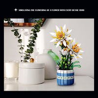 Juguete de plástico para mesa de oficina, adornos para casa, modelo de flor DIY, juego de bloques de construcción Epiphyllum para edades de 8 a 13 años, Unisex