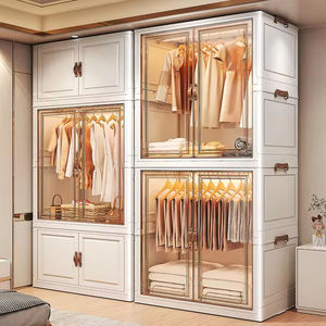 Armoire Pliable Design Moderne Grande Capacité Porte Transparente Zéro Formaldéhyde PP Armoire Profonde Étanche - Product Image 5