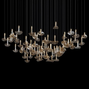 Lustre <span class=keywords><strong>LED</strong></span> moderne personnalisable en or avec télécommande/sans fil, hauteur réglable, luminaire <span class=keywords><strong>de</strong></span> plafond pour <span class=keywords><strong>salle</strong></span> <span class=keywords><strong>de</strong></span> <span class=keywords><strong>bain</strong></span>, bar, hôtel - Product Image 3