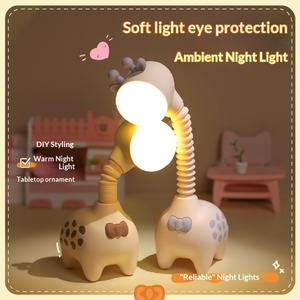 Lampe de nuit miniature <span class=keywords><strong>girafe</strong></span> à tête mobile LED, protection du sommeil, mignonne, rechargeable par USB, lampe de table d'ambiance, ABS, blanc chaud - Product Image 2