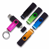 Memoria USB de Alta Calidad 2 en 1 Giratoria USB-C OTG de 128 GB, 64 GB, 2 GB, 32 GB, 16 GB, 8 GB, Unidad Flash USB de Metal